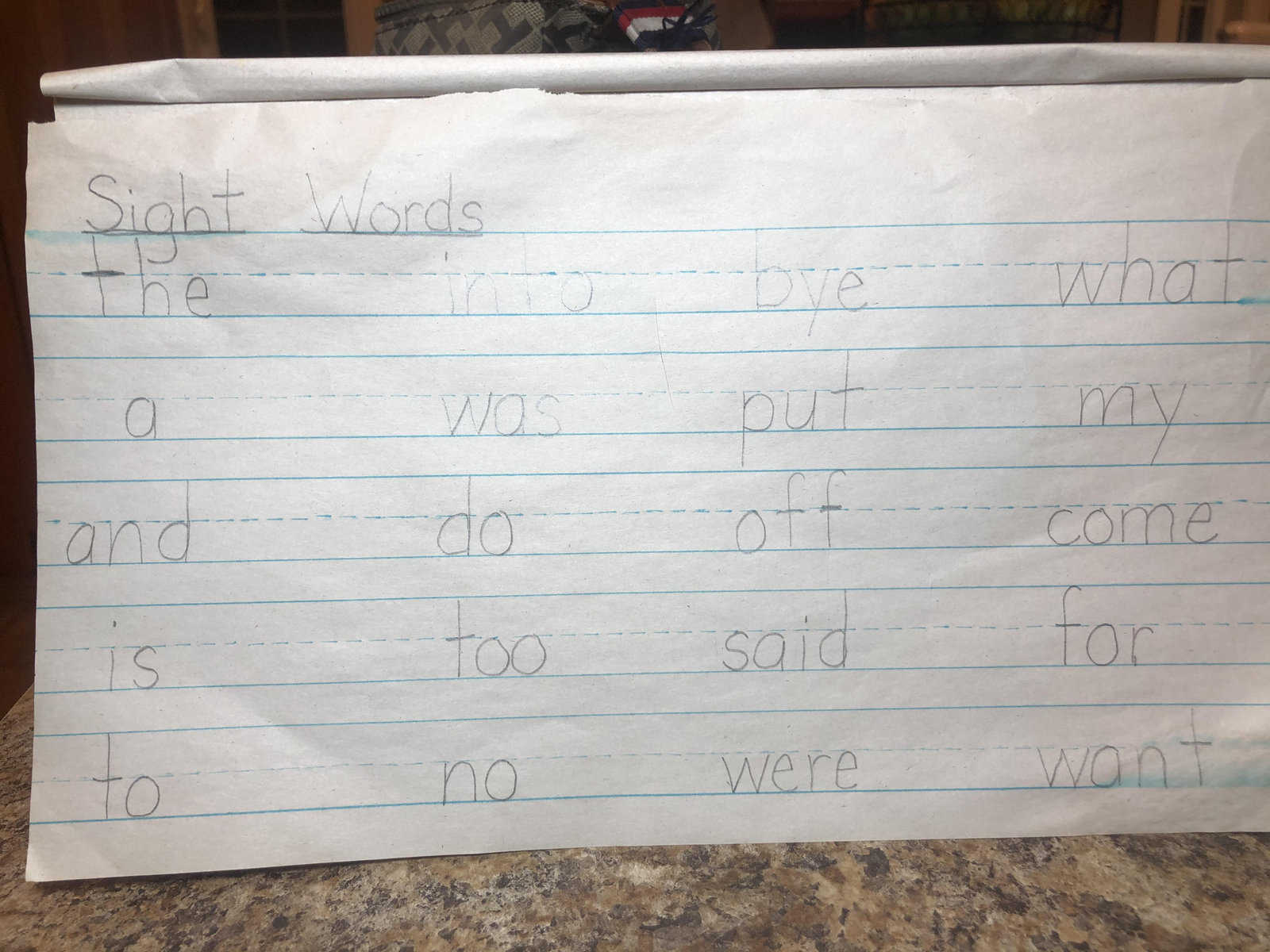 beginning sight word list