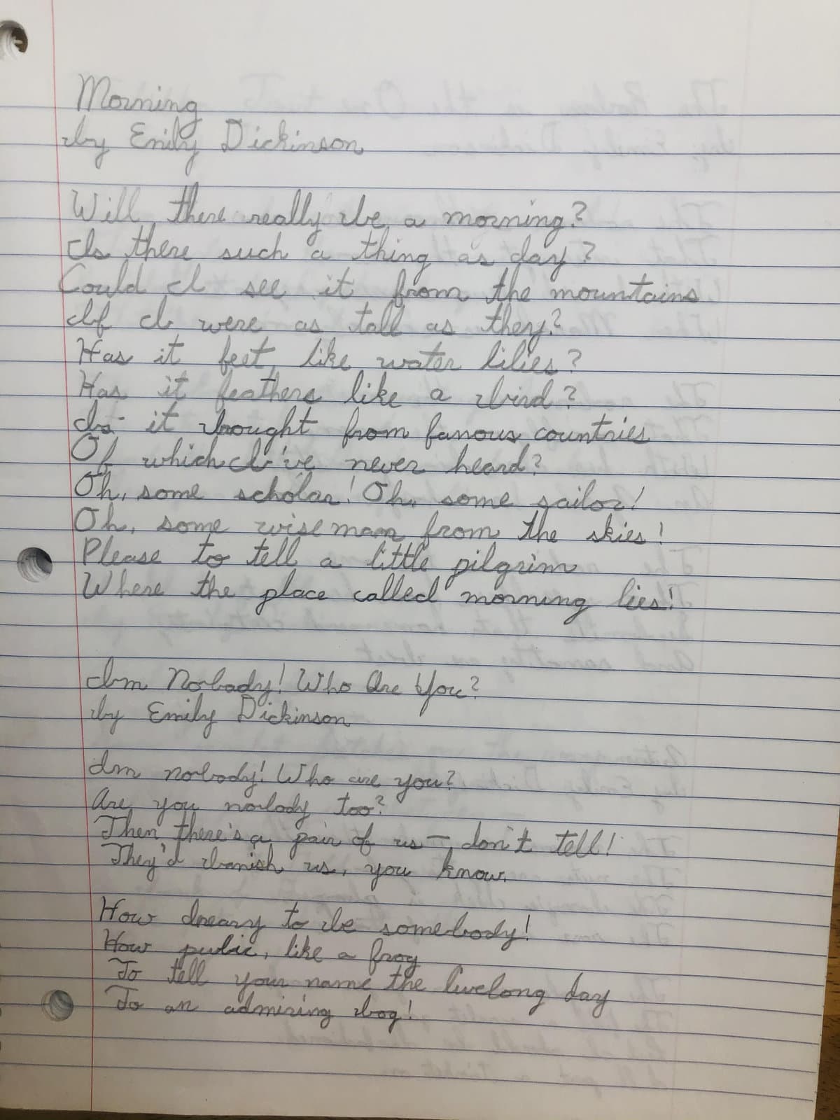 sample of copywork from a great author